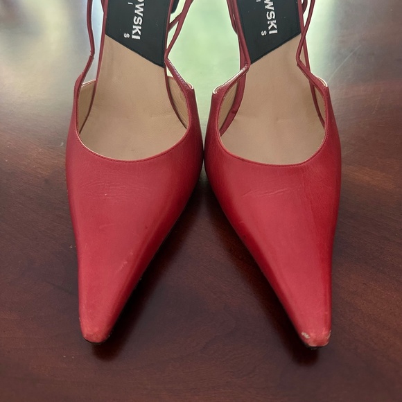 Alain Tondowski Paris Red Pointed Toe Sling Back Heels Size US 9 - Picture 3 of 12
